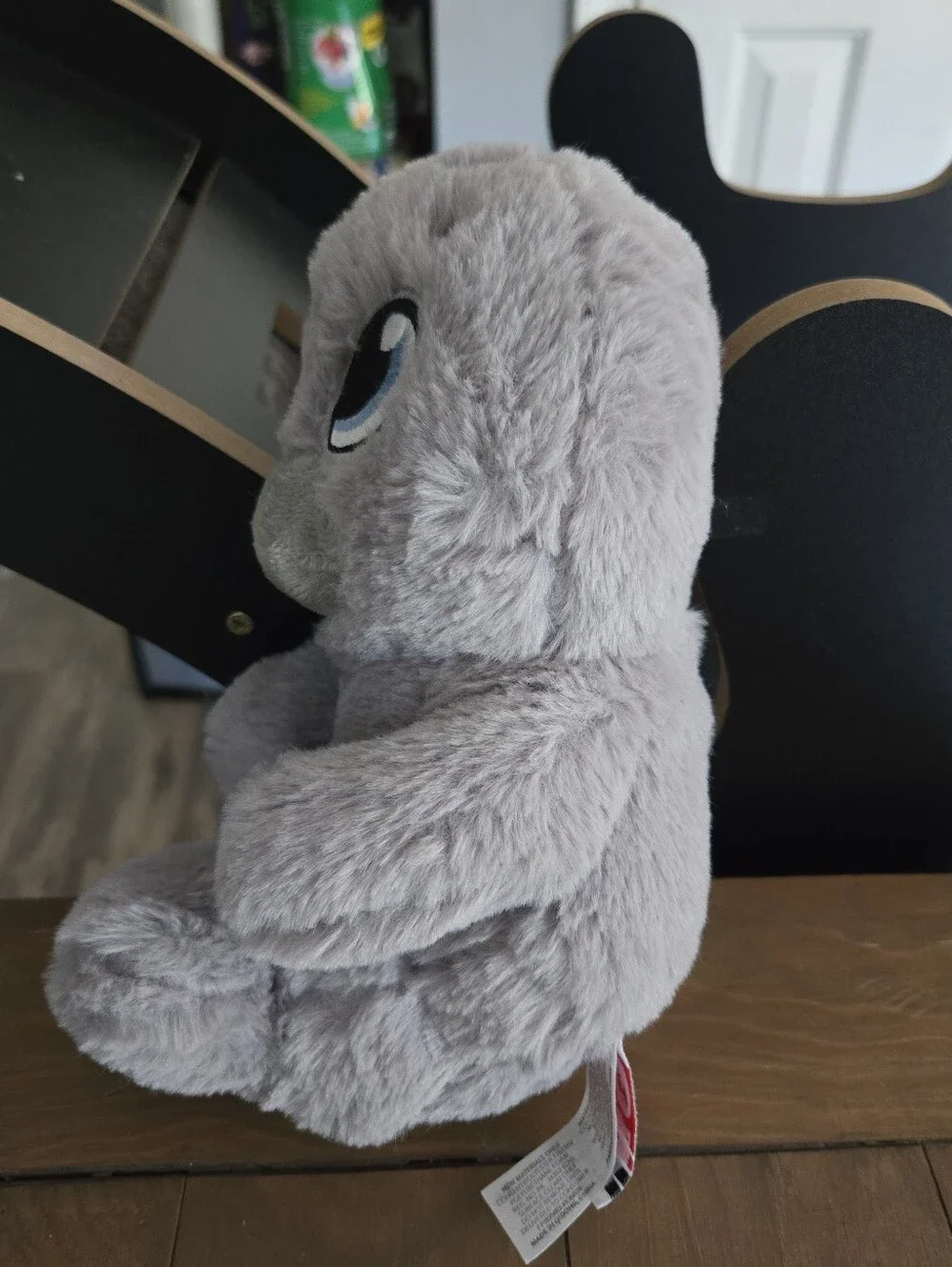 Gray Plush Seal Stuffed Animal with Blue Eyes Fiesta